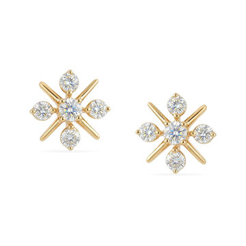Tanishq 18 KT Diamond Cluster Stud Earrings for Women
