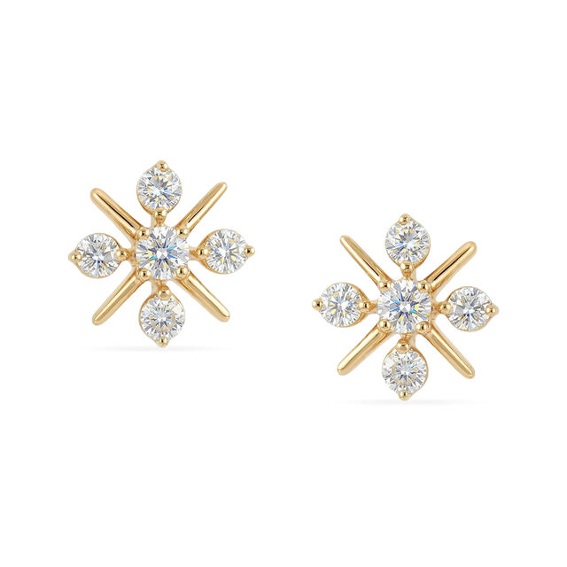 Tanishq 18 KT Diamond Cluster Stud Earrings for Women 
