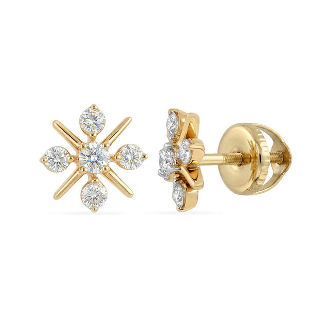 Tanishq 18 KT Diamond Cluster Stud Earrings for Women 2