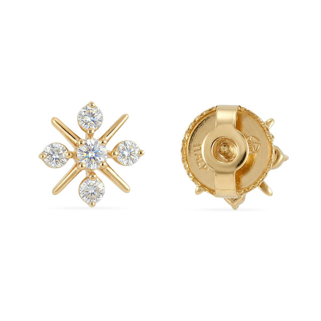 Tanishq 18 KT Diamond Cluster Stud Earrings for Women 3