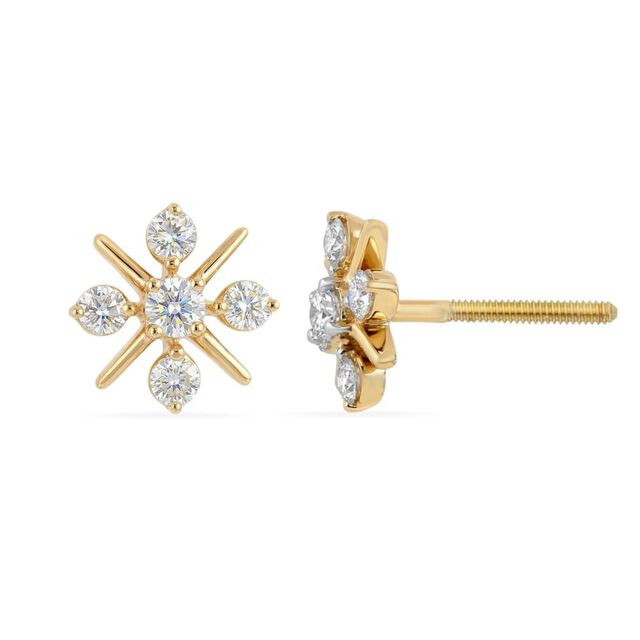 Tanishq 18 KT Diamond Cluster Stud Earrings for Women 4