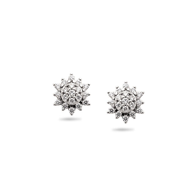 Stunning Floral Diamond Stud Earrings,,hi-res 