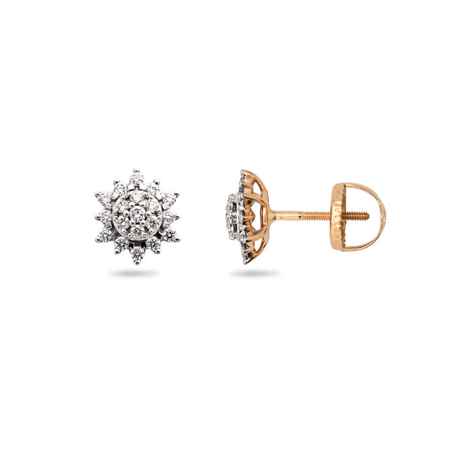 Stunning Floral Diamond Stud Earrings,,hi-res 2
