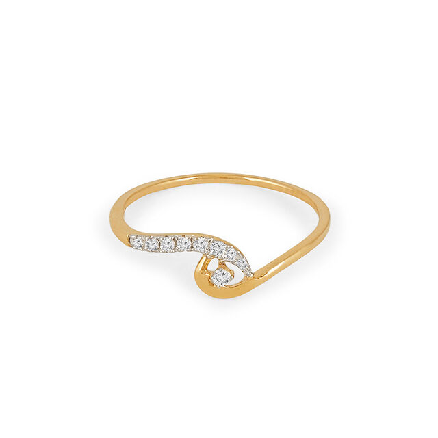 Tanishq 18 KT Curved Diamond Gold Ring for Women,,hi-res 
