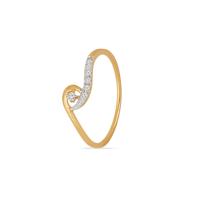 Tanishq 18 KT Curved Diamond Gold Ring for Women,,hi-res 2