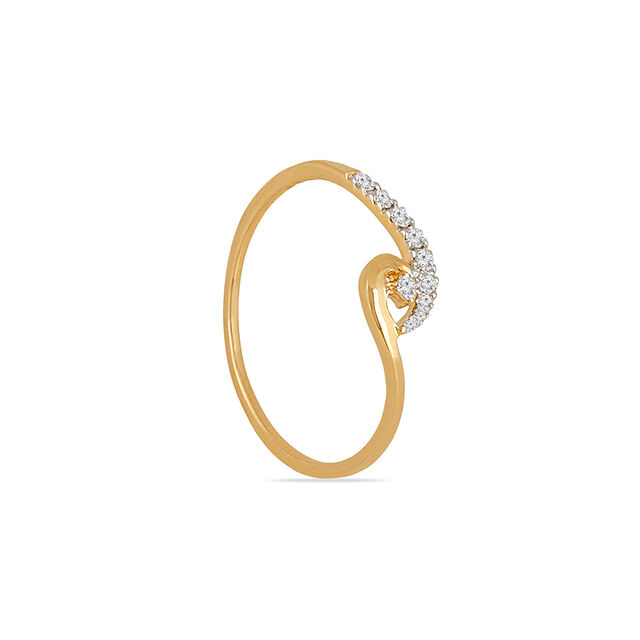 Tanishq 18 KT Curved Diamond Gold Ring for Women,,hi-res 3