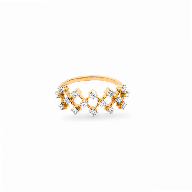 Sparkling Gold Square Diamond Ring,,hi-res 