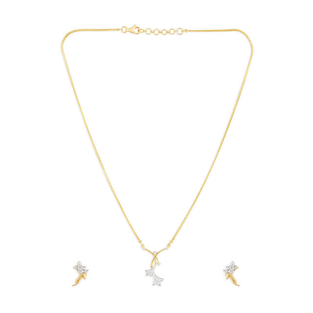 Tanishq 18KT Diamond Neckwear with Earring for Women 