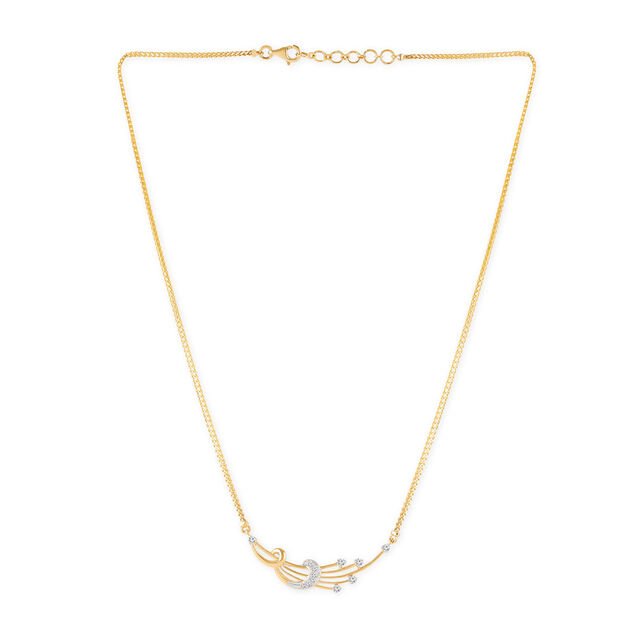Tanishq 18 KT Flowing Diamond Gold Necklace for Women 