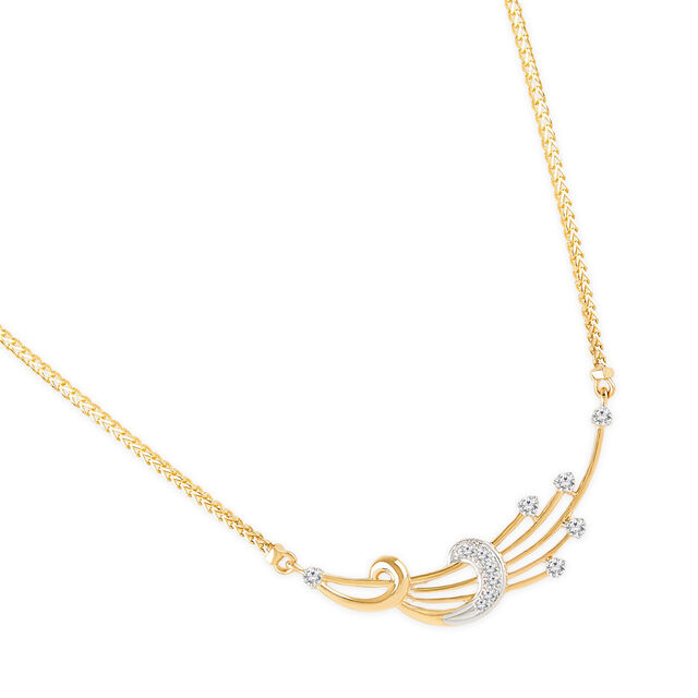 Tanishq 18 KT Flowing Diamond Gold Necklace for Women 3