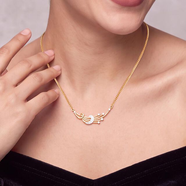 Tanishq 18 KT Flowing Diamond Gold Necklace for Women 2