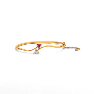 Floral Splendor Gold Diamond Bangle