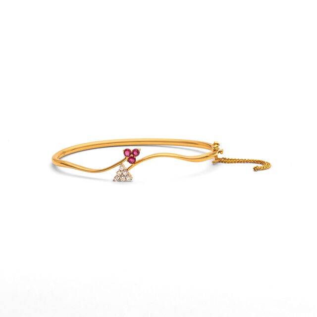 Floral Splendor Gold Diamond Bangle,,hi-res 