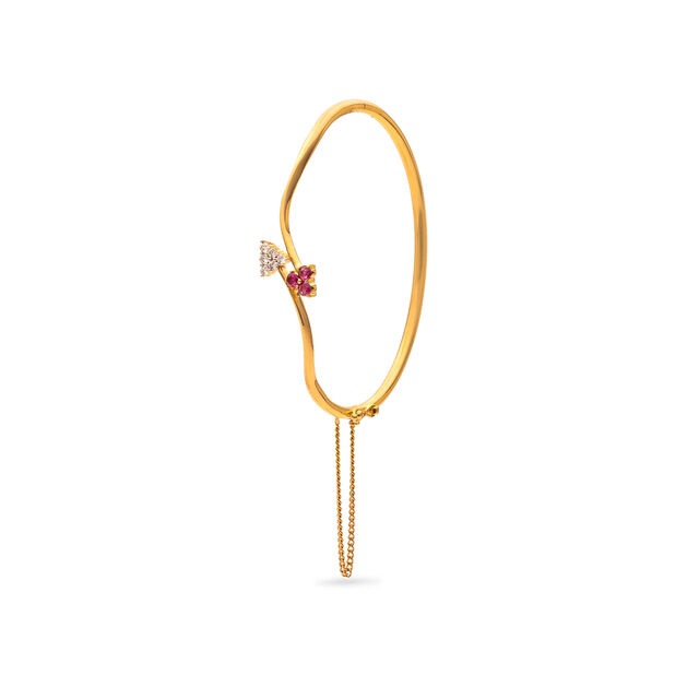 Floral Splendor Gold Diamond Bangle,,hi-res 2