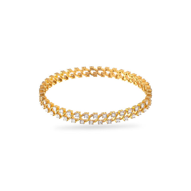 Ethereal Gold Bold Diamond Bangle,,hi-res 