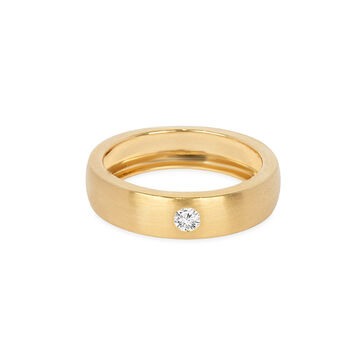 Minimalist 18 Karat Yellow Gold And Diamond Finger Ring