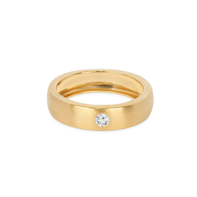 Minimalist 18 Karat Yellow Gold And Diamond Finger Ring,,hi-res 