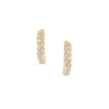 Tanishq 18 KT Twisted Diamond Hoop Earrings for Women