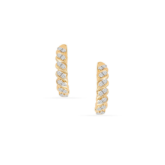 Tanishq 18 KT Twisted Diamond Hoop Earrings for Women 