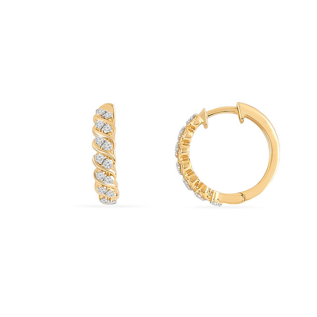Tanishq 18 KT Twisted Diamond Hoop Earrings for Women 2