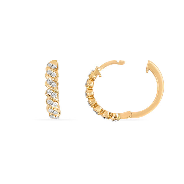 Tanishq 18 KT Twisted Diamond Hoop Earrings for Women 4