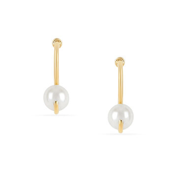 Tanishq 18 KT Pearl Curve Stud Earrings for Women