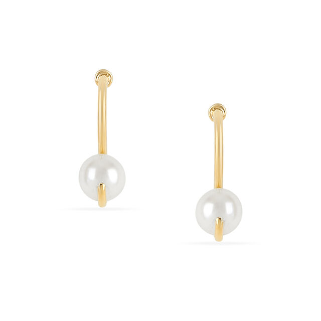 Tanishq 18 KT Pearl Curve Stud Earrings for Women 