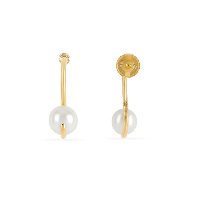 Tanishq 18 KT Pearl Curve Stud Earrings for Women 3