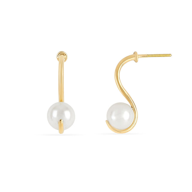 Tanishq 18 KT Pearl Curve Stud Earrings for Women 4