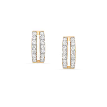 Tanishq 18 KT Double Line Diamond Hoops for Women