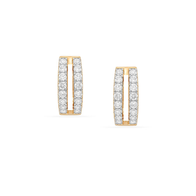 Tanishq 18 KT Double Line Diamond Hoops for Women,,hi-res 
