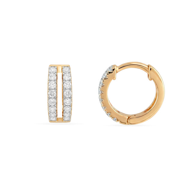 Tanishq 18 KT Double Line Diamond Hoops for Women,,hi-res 2