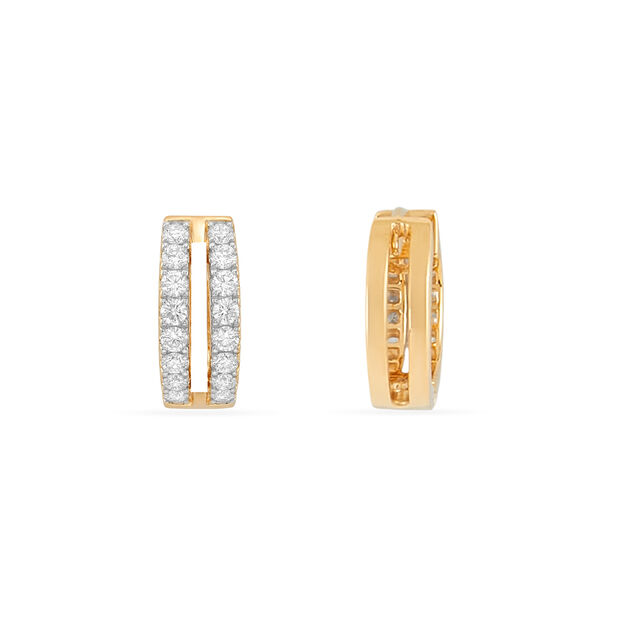 Tanishq 18 KT Double Line Diamond Hoops for Women 3
