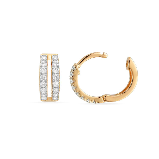 Tanishq 18 KT Double Line Diamond Hoops for Women 4