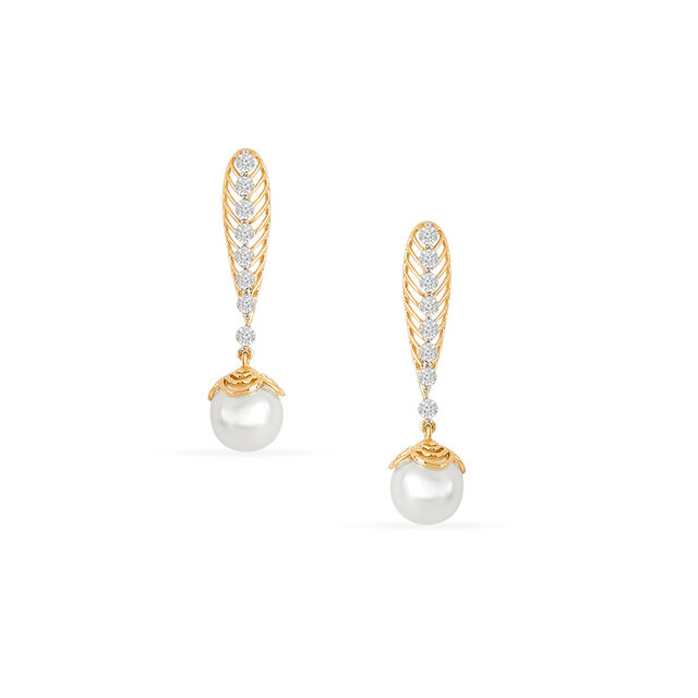 Tanishq 18 KT Diamond Pearl Drop Earrings for Women,,hi-res 