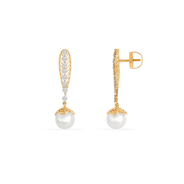 Tanishq 18 KT Diamond Pearl Drop Earrings for Women,,hi-res 2