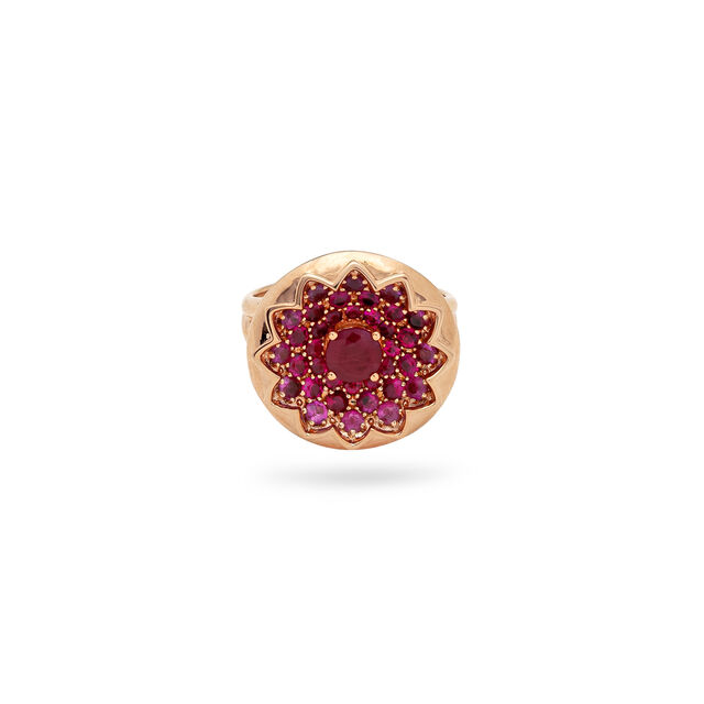 Dahlia Inspired Ruby and Gold Ring,,hi-res 