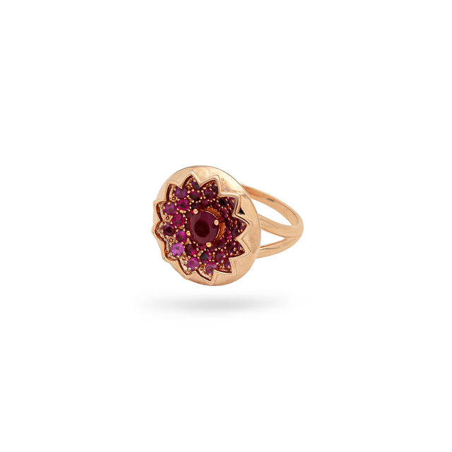 Dahlia Inspired Ruby and Gold Ring,,hi-res 2