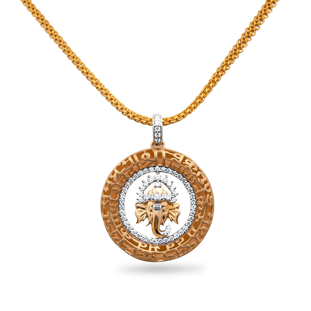 Gold ganesh pendant tanishq online top