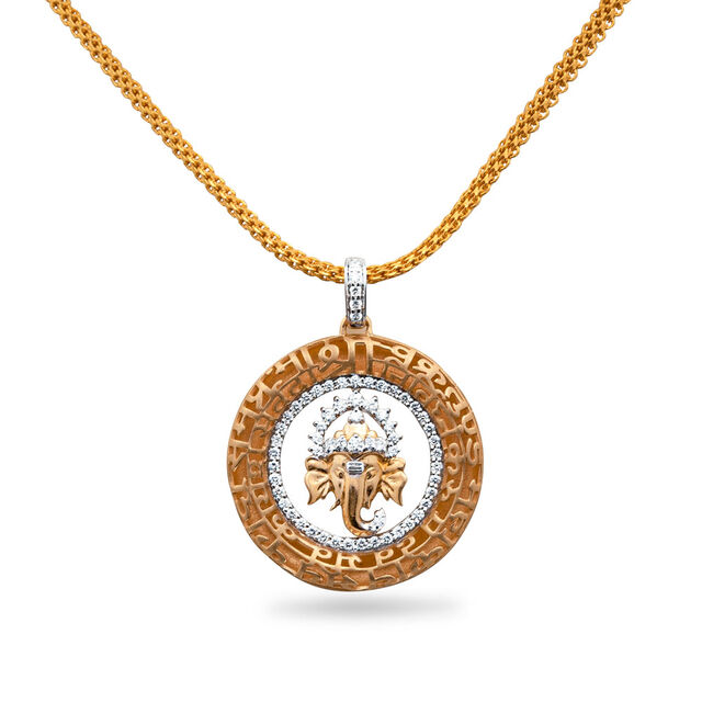 Gold and Diamond Ganesha Pendant,,hi-res 