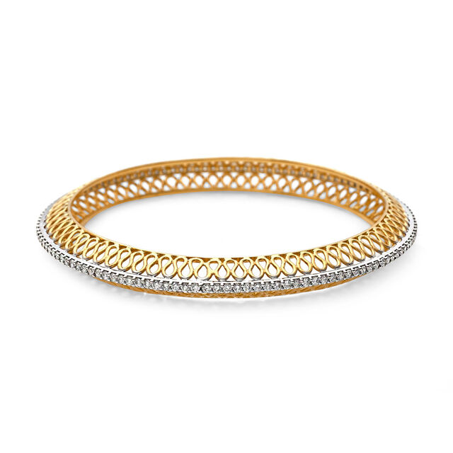 Infinity Inspired Diamond and Gold Eternity Bangle,,hi-res 