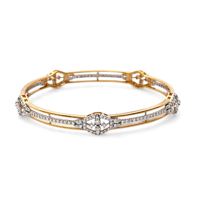 Elegant Diamond and Gold Eternity Bangle,,hi-res 