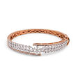 Floral Fern Diamond and Rose Gold Bangle,,hi-res 
