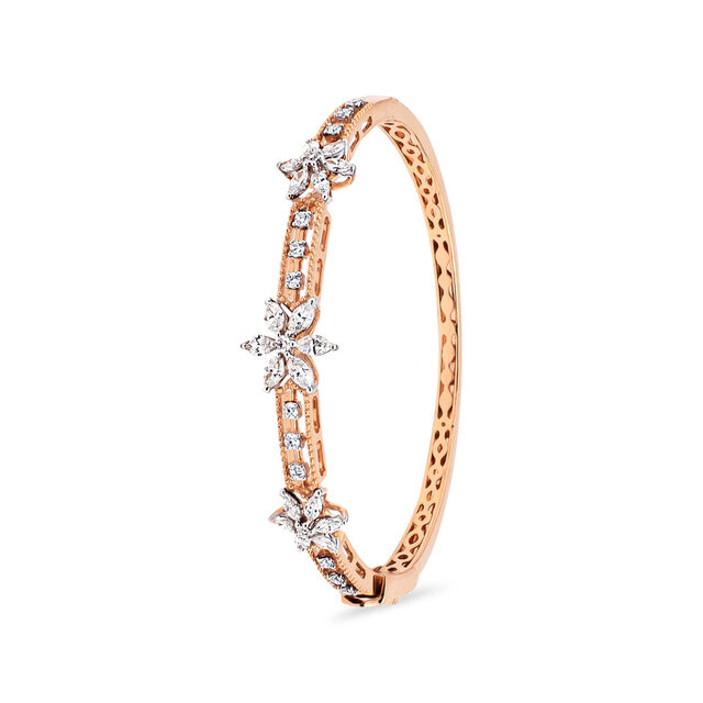 Floral Diamond and Rose Gold Bangle,,hi-res 2