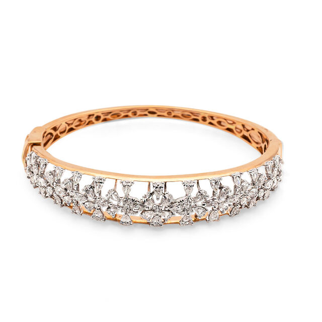 Radiant Diamond and Rose Gold Bangle,,hi-res 