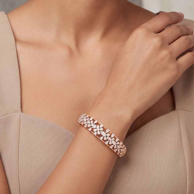 Radiant Diamond and Rose Gold Bangle,,hi-res 2