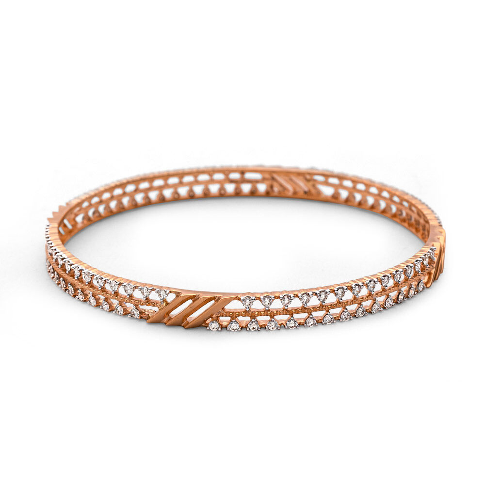 Buy Contemporary Lattice Diamond and Rose Gold Bangle at Best Price Tanishq US