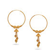 Graceful Gold Hoops Earrings with Tassel Accents,,hi-res 