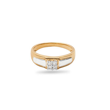 Yellow and White Gold Ring with Diamond Studs for Men