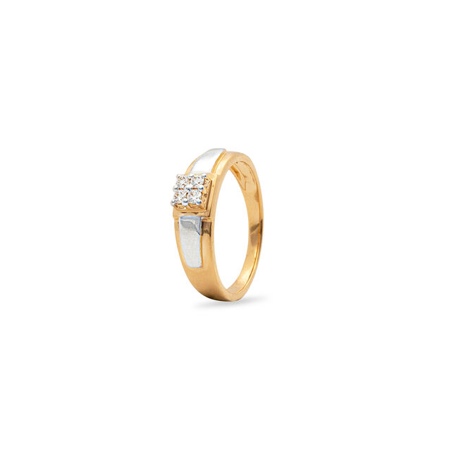 Yellow and White Gold Ring with Diamond Studs for Men 2